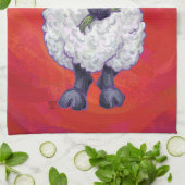 赤の羊のクリスマス キッチンタオル (折り畳み)