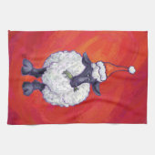 赤の羊のクリスマス キッチンタオル (横)