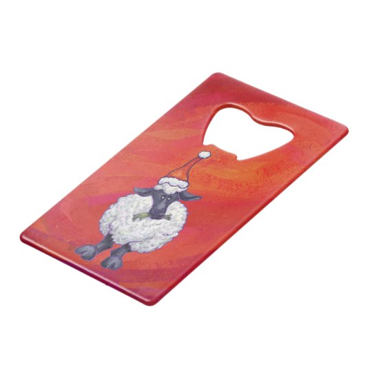 赤の羊のクリスマス クレジットカード栓抜き (正面アングル)