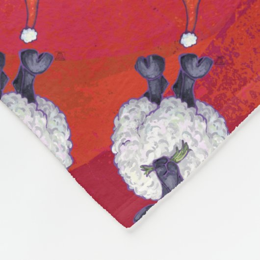 赤の羊のクリスマス フリースブランケット (角)