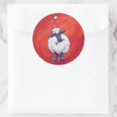 赤の羊のクリスマス ラウンドシール (バッグ)