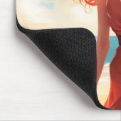 赤の美しい女の子のビーチ マウスパッド (コーナー)