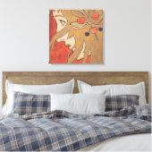 赤の美しい女の子のポートレート(アールヌーボー) キャンバスプリント (インサイチュ (寝室))