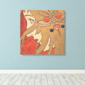 赤の美しい女の子のポートレート(アールヌーボー) キャンバスプリント (インサイチュ (ウッドフロア))