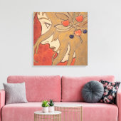 赤の美しい女の子のポートレート(アールヌーボー) キャンバスプリント (インサイチュ (リビング))