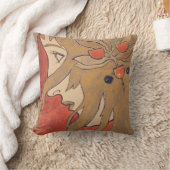 赤の美しい女の子のポートレート(アールヌーボー) クッション (ブランケット)