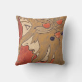 赤の美しい女の子のポートレート(アールヌーボー) クッション (裏面)