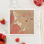 赤の美しい女の子のポートレート(アールヌーボー) スタンダードランチョンナプキン (インサイチュ)