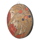 赤の美しい女の子のポートレート(アールヌーボー) ダーツボード (正面右)