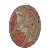 赤の美しい女の子のポートレート(アールヌーボー) ダーツボード (正面左)