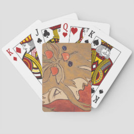 赤の美しい女の子のポートレート(アールヌーボー) トランプ