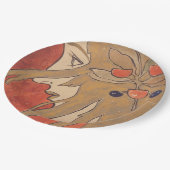 赤の美しい女の子のポートレート(アールヌーボー) ペーパープレート (アングル)