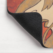 赤の美しい女の子のポートレート(アールヌーボー) マウスパッド (コーナー)