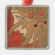 赤の美しい女性のポートレート(アールヌーボー)