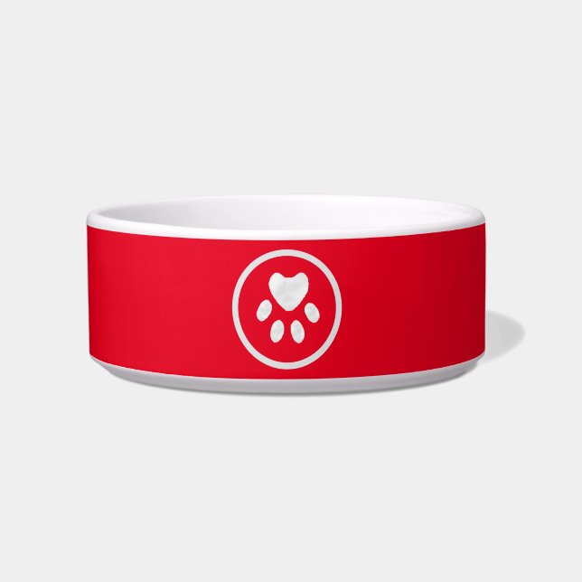 赤の美しい白いペットの足 ボウル (正面)