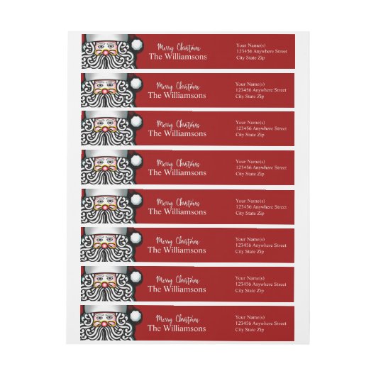赤の聖パーソナライズされた降誕祭祝い ラップアラウンドラベル (シート)