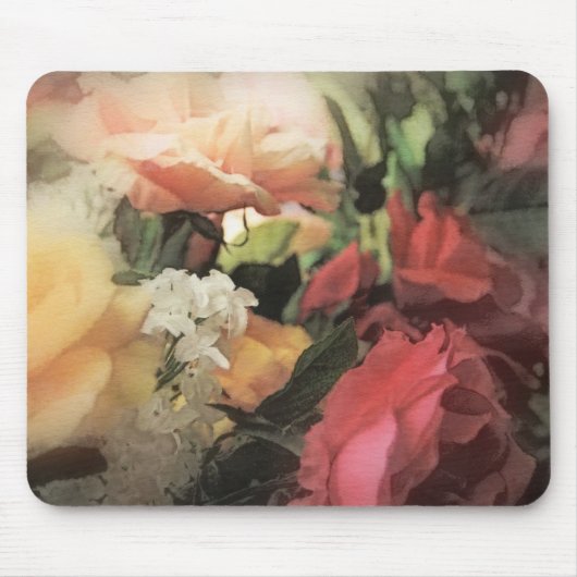 赤の芸術の花のヴィンテージの鮮やかな背景 マウスパッド (正面)