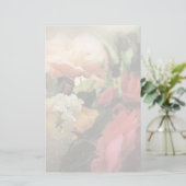 赤の芸術の花のヴィンテージの鮮やかな背景 便箋 (スタンド正面)