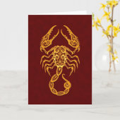 赤の複雑で黄色い蠍座の(占星術の)十二宮図 カード (黄色い花)