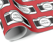 赤の誕生日文字付きカメラ ラッピングペーパー (ロールコーナー)