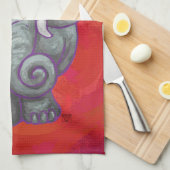 赤の象のクリスマス キッチンタオル (四つ折り)