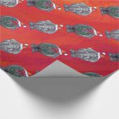 赤の象のクリスマス ラッピングペーパー (角)
