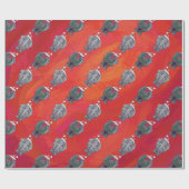 赤の象のクリスマス ラッピングペーパー (フラット)