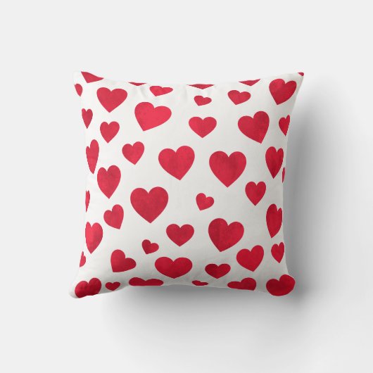 赤の赤と白のバレンタインデーの枕は聞きます クッション (裏面)