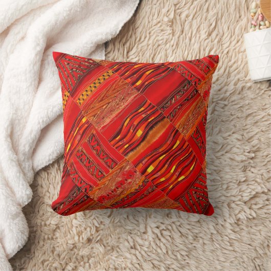 赤の赤のKente クッション (ブランケット)