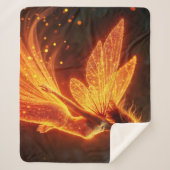 赤の輝く炎の妖精の女の子ファンタジーグリッター魔法 シェルパブランケット (正面)