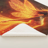 赤の輝く炎の妖精の女の子ファンタジーグリッター魔法 シェルパブランケット (3/4)