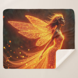 赤の輝く炎の妖精の女の子ファンタジーグリッター魔法 シェルパブランケット