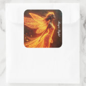 赤の輝く炎の妖精の女の子ファンタジーグリッター魔法 スクエアシール (バッグ)