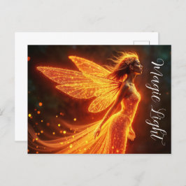 赤の輝く炎の妖精の女の子ファンタジーグリッター魔法 ポストカード
