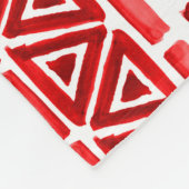 赤の部族、水色の民族パターン。 フリースブランケット (角)