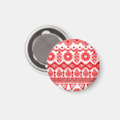 赤の部族、水色の民族パターン。 マグネット (正面/裏面)