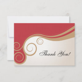 赤の金ゴールドの渦巻およびクリームは感謝していしています サンキューカード