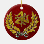 赤の金ゴールドのTrinacriaのシシリアの家宝 セラミックオーナメント (裏面)