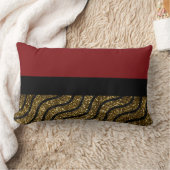 赤の金ゴールド及び黒いパターン ランバークッション (ブランケット)