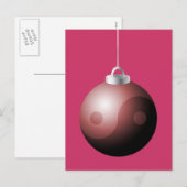 赤の陰陽のクリスマスの球 シーズンポストカード (正面/裏面)