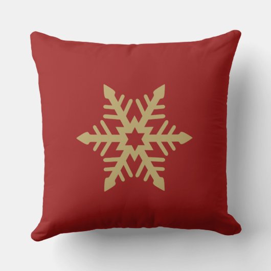 赤の雪片のデザインの金ゴールド クッション (裏面)