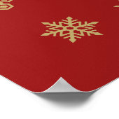 赤の雪片のデザインの金ゴールド ポスター (角)