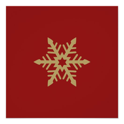 赤の雪片のデザインの金ゴールド ポスター (正面)