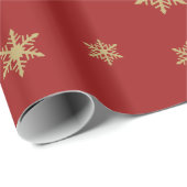 赤の雪片パターン金ゴールド ラッピングペーパー (ロールコーナー)
