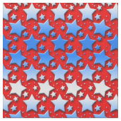 赤の青く白い星 ファブリック (クローズアップ)