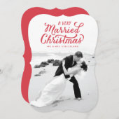 赤の非常に結婚したなクリスマスの新婚者の写真カード シーズンカード (正面/裏面)