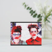 赤の顔葉書 ポストカード (スタンド正面)