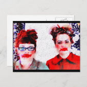 赤の顔葉書 ポストカード (正面/裏面)