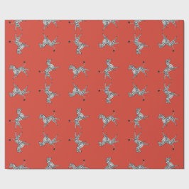 赤の高い5頭のシマウマ ラッピングペーパー