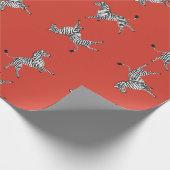 赤の高い5頭のシマウマ ラッピングペーパー (角)